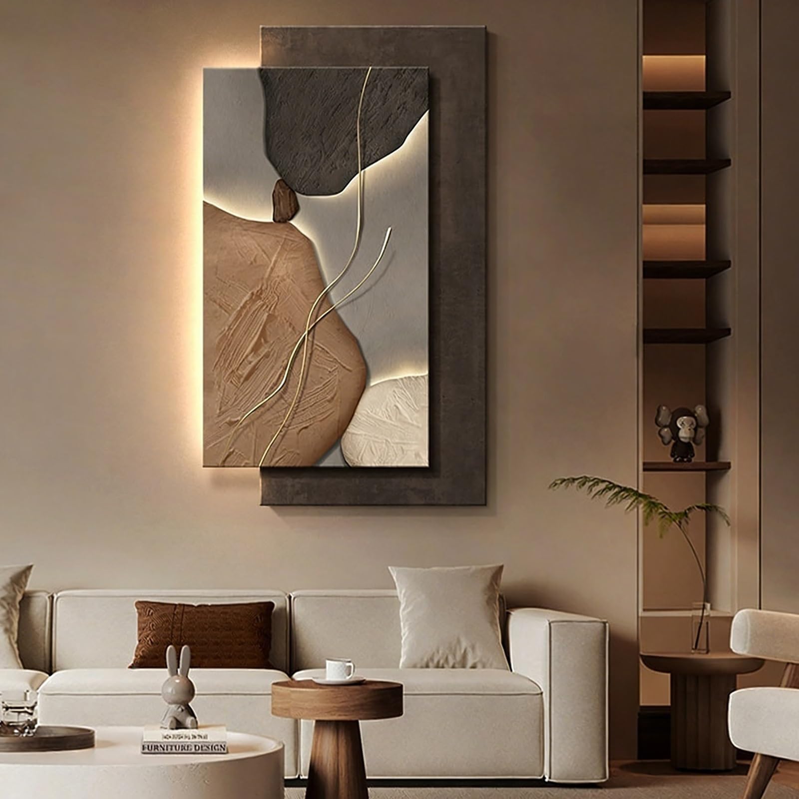 Applique Murale LED pour Bureau et Salon avec Art Mural 3D Texture Pierre Unique