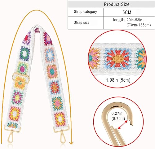 Miniatura 5 de Correa de repuesto para bolso, correa ancha para el hombro, correas de guitarra ajustables para bolsos de mano, correa de ganchillo para bolsa de