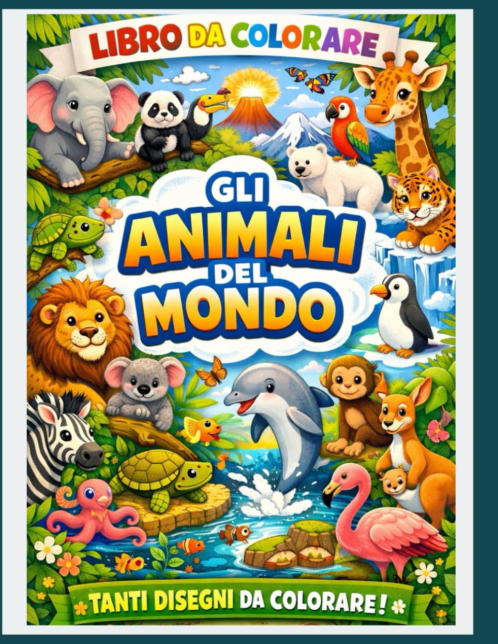Gli Animali del Mondo: Tanti disegni da colorare