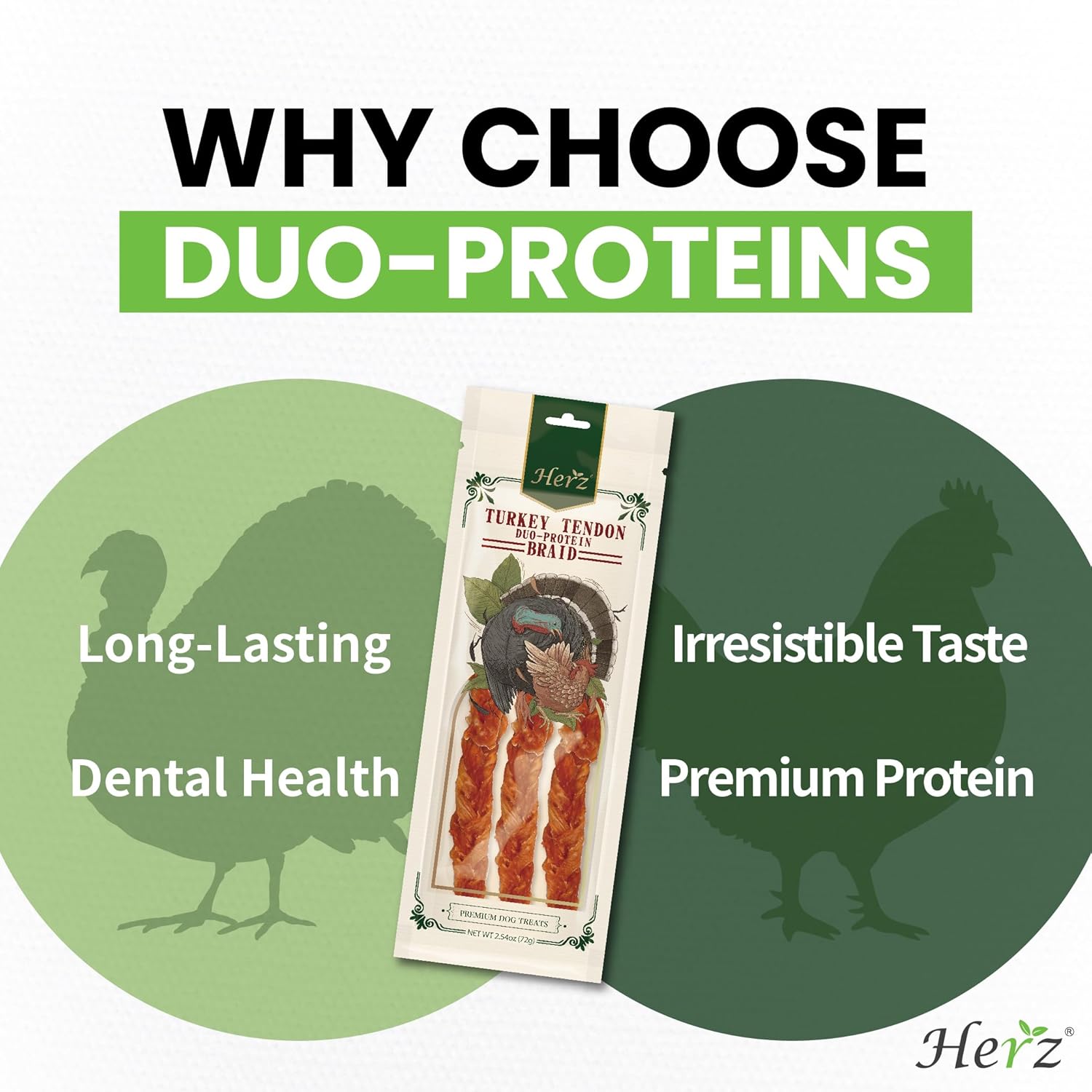 Herz Air-Dried Dog Food Bundle: Venison & Duck Liver Recipe 2.2 lb, ＋ Turkey Tendons Chicken Strips 3 oz | Grain-Free, High-Protein,Duo-Protein |