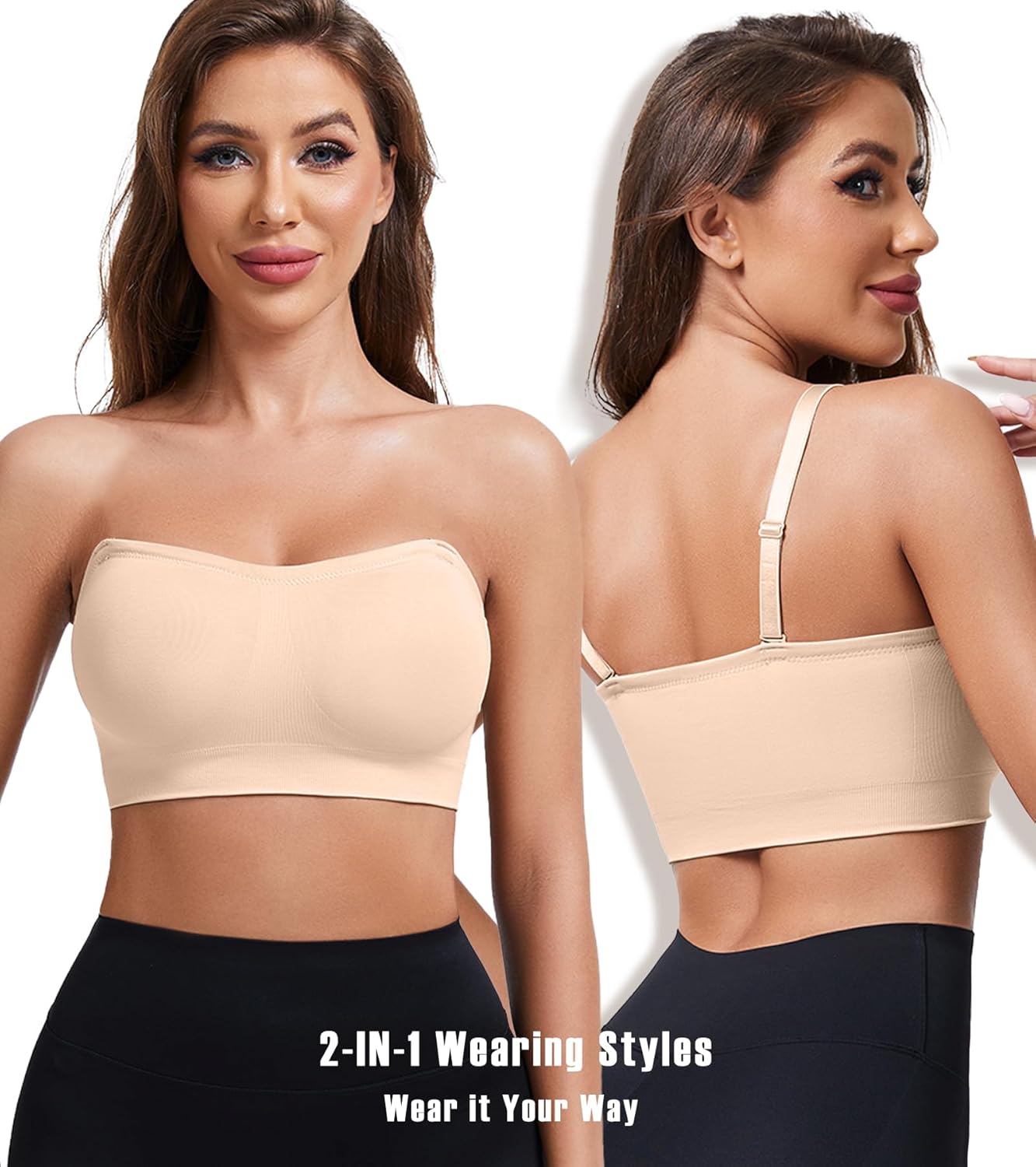 Strapless Bras for Women Padded Bandeau Bra Non-Slip Wireless Push Up Invisible Silicone Tube Top Bralette - Image 2