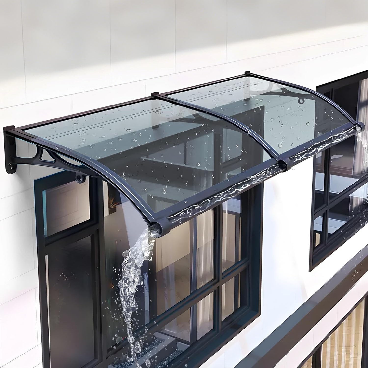 Auvent de porte extérieur polycarbonate 60x240cm marquise pluie arc