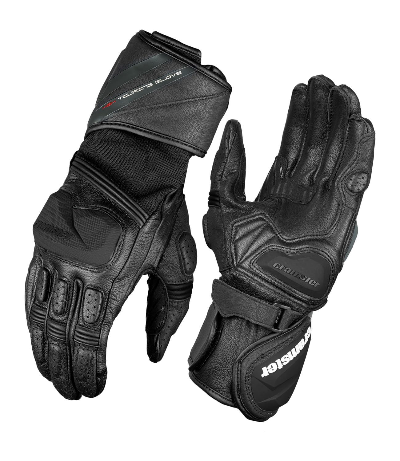 Cramster K2K Gloves - Full Gauntlet Motorcycle Racing Leather Gloves | Impact Protection | Scaphoid Protection | Abrasion Resistance €“ Black, Medium-image-46