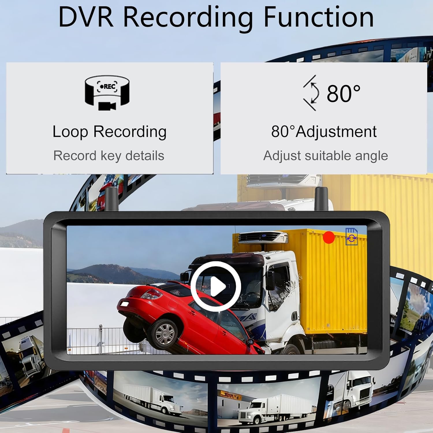 Wireless Backup Camera Magnetic Solar with 7.2" 2-Split Portable Monitor 1-Min Easy Install No Wiring/Drilling Rechargeable No Delay for Car RV Bus Pickup Truck Trailer Camper 5th Wheels Hitch Towing