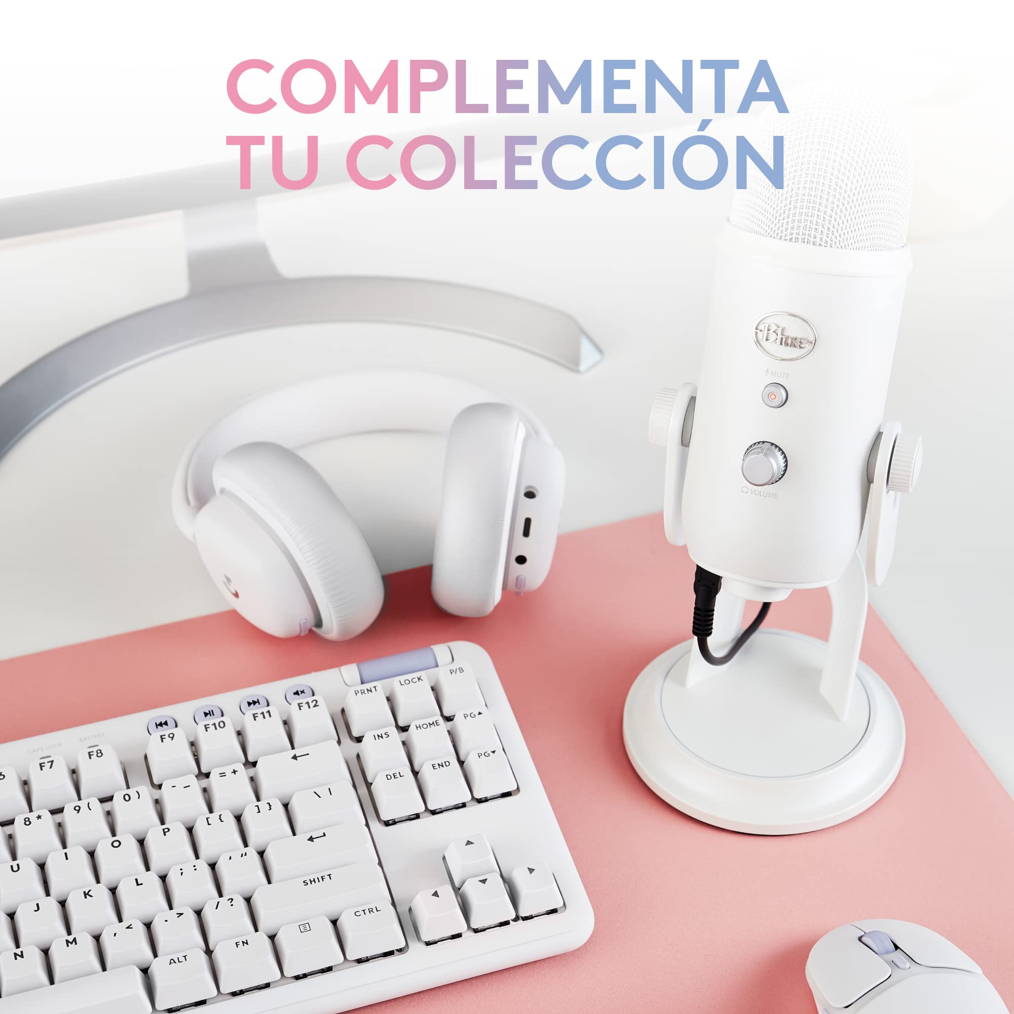 Logitech for Creators Blue Yeti Micrófono USB para Streaming de Gaming, Software Blue Vo!CE, PC, Podcast, Estudio, Mic para Ordenador, Temas únicos de Streamlabs, Acabado de Edición Especial - Blanco