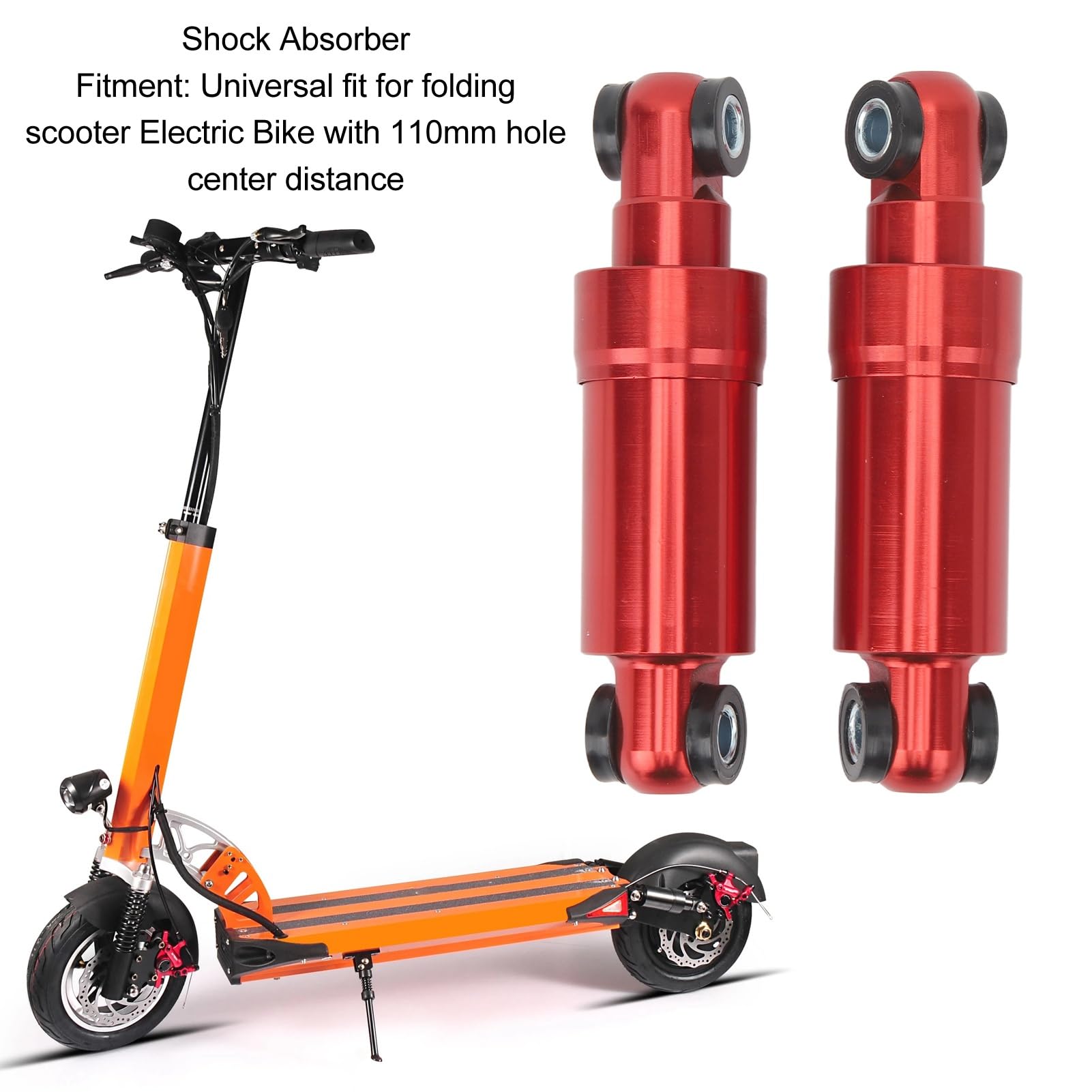Ausla Amortisseur, Amortisseur de Suspension Arrière 750 Lbs Universel, Distance entre Axes des Trous de 110 Mm, Compatible avec Trottinette Pliable et Vélo électrique