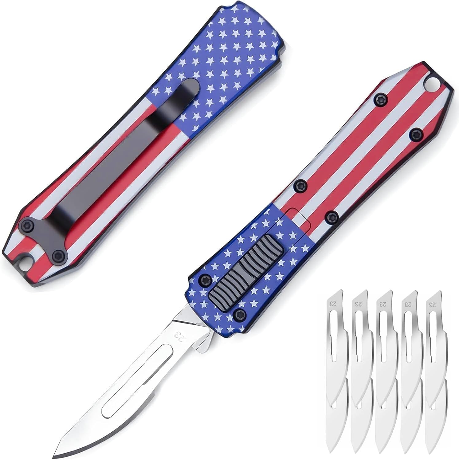 Automatic Utility Knife, Retractable Blade with Money Pocket Clip, Heavy Duty EDC Pocket Box Cutter, Safety Blade Razor Knives - Includes 10PCS Blades