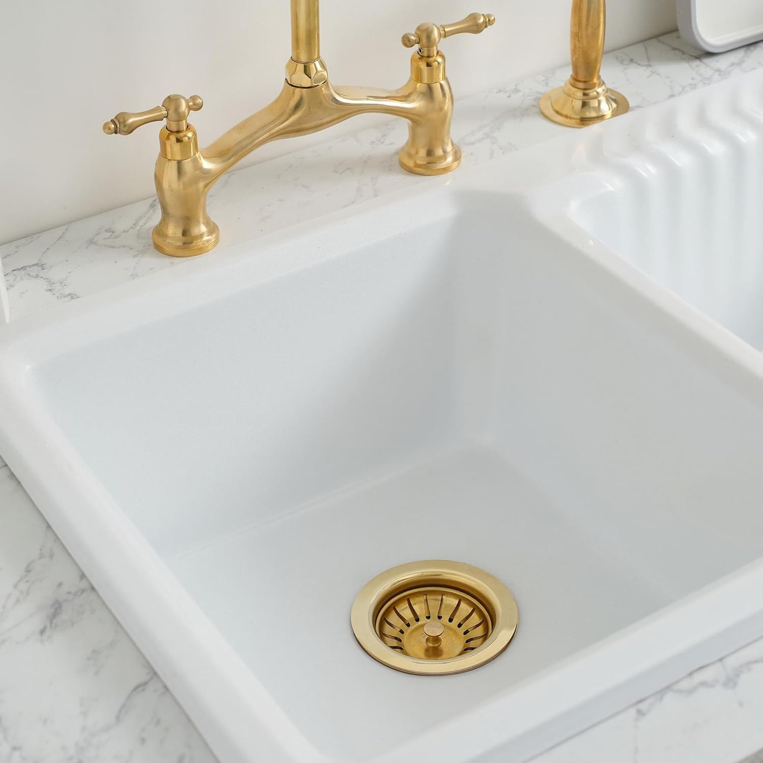 Unlacquered Brass Kitchen Sink Strainer, Rustic Brass Drain Cover, Handmade Brass Sink Drain Assembly, Removable Basket, Farmhouse Kitchen Plumbing Fixture