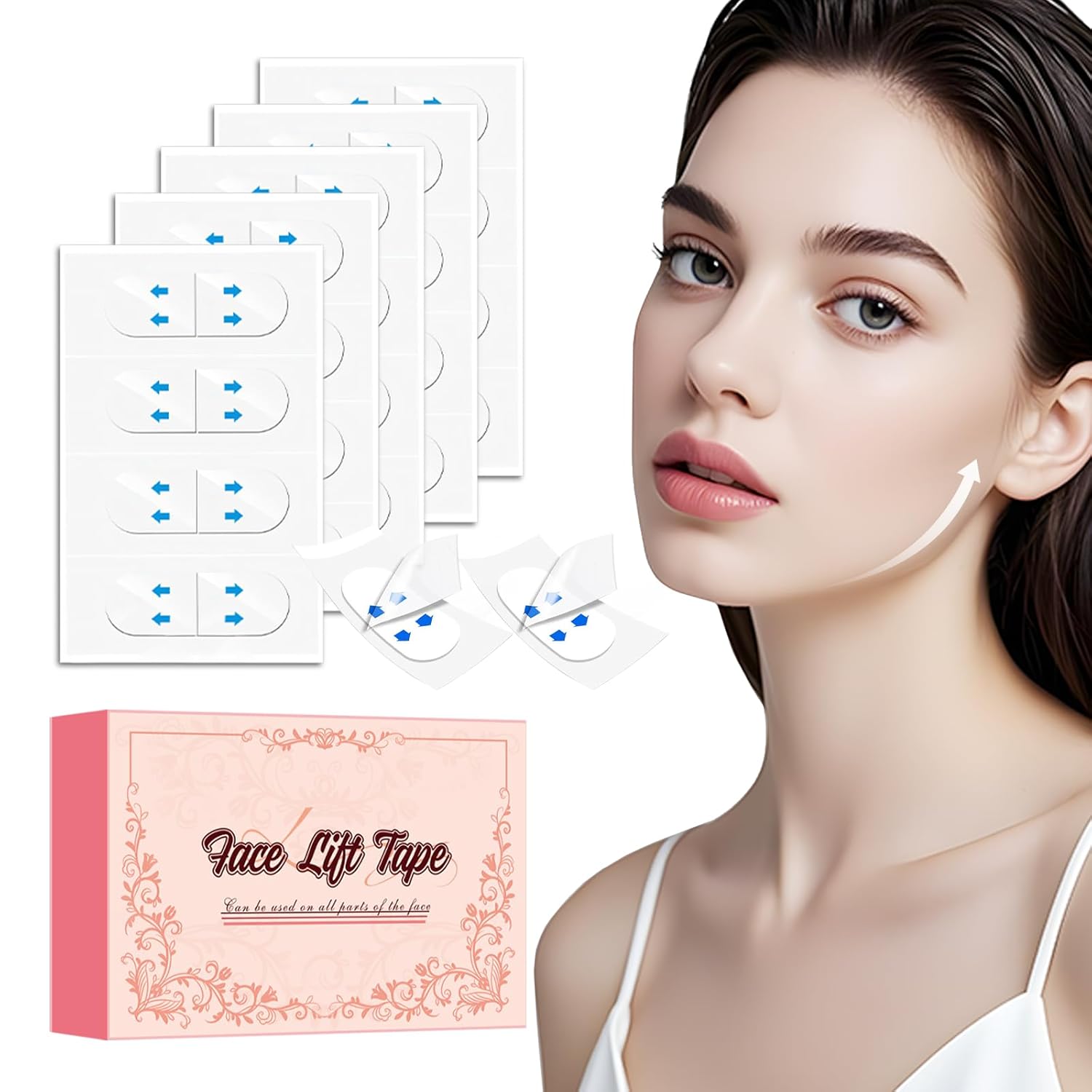 Face Lift Tape, 200PCS Face Tape, Face Lift Tape Invisible, Face Tape Lifting Invisible 8 Hours of Sustained, Perfect Facial Contouring, Visually Create A More Defined Jawline and Cheekbones 1 Count (Pack of 200)