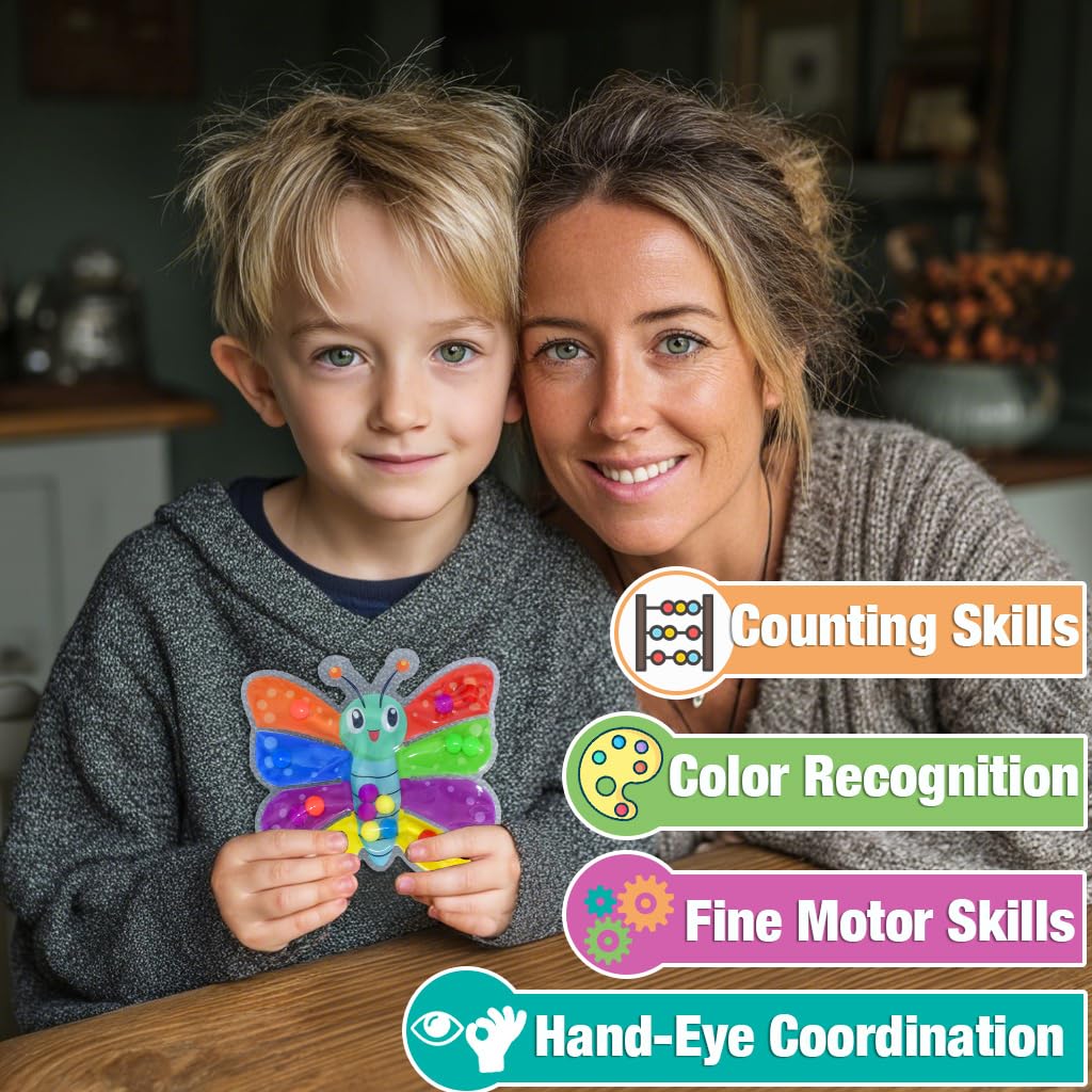 AEYAKA Gioco di ordinamento Montessori per Bambini, Giocattolo educativo motorio con Farfalla e Ape, Giocattolo da Viaggio pedagogico, 3-5 Anni