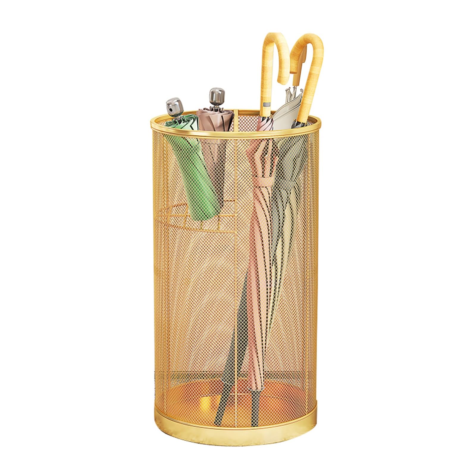 Porte-parapluie rond moderne en D avec design creux respirant et plateau de drainage intégré – Parfait pour la maison, le bureau et l'hôtel (55 x 30 cm)