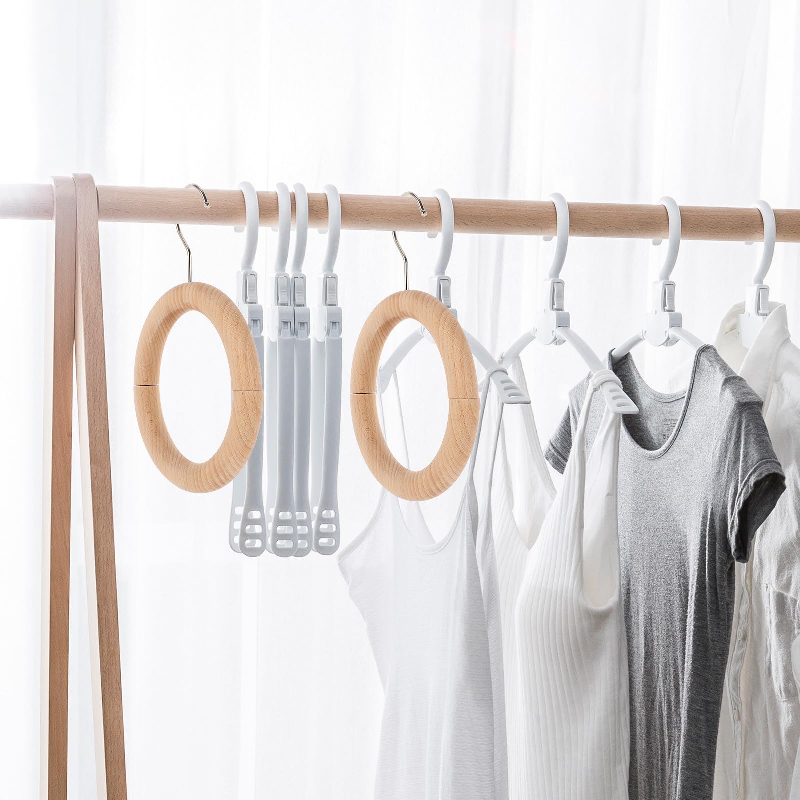 Organizador Multipropósito Magnético de Madera Hierro Bufandas y Anillo Sujetar para Ropa en Armarios y Closets
