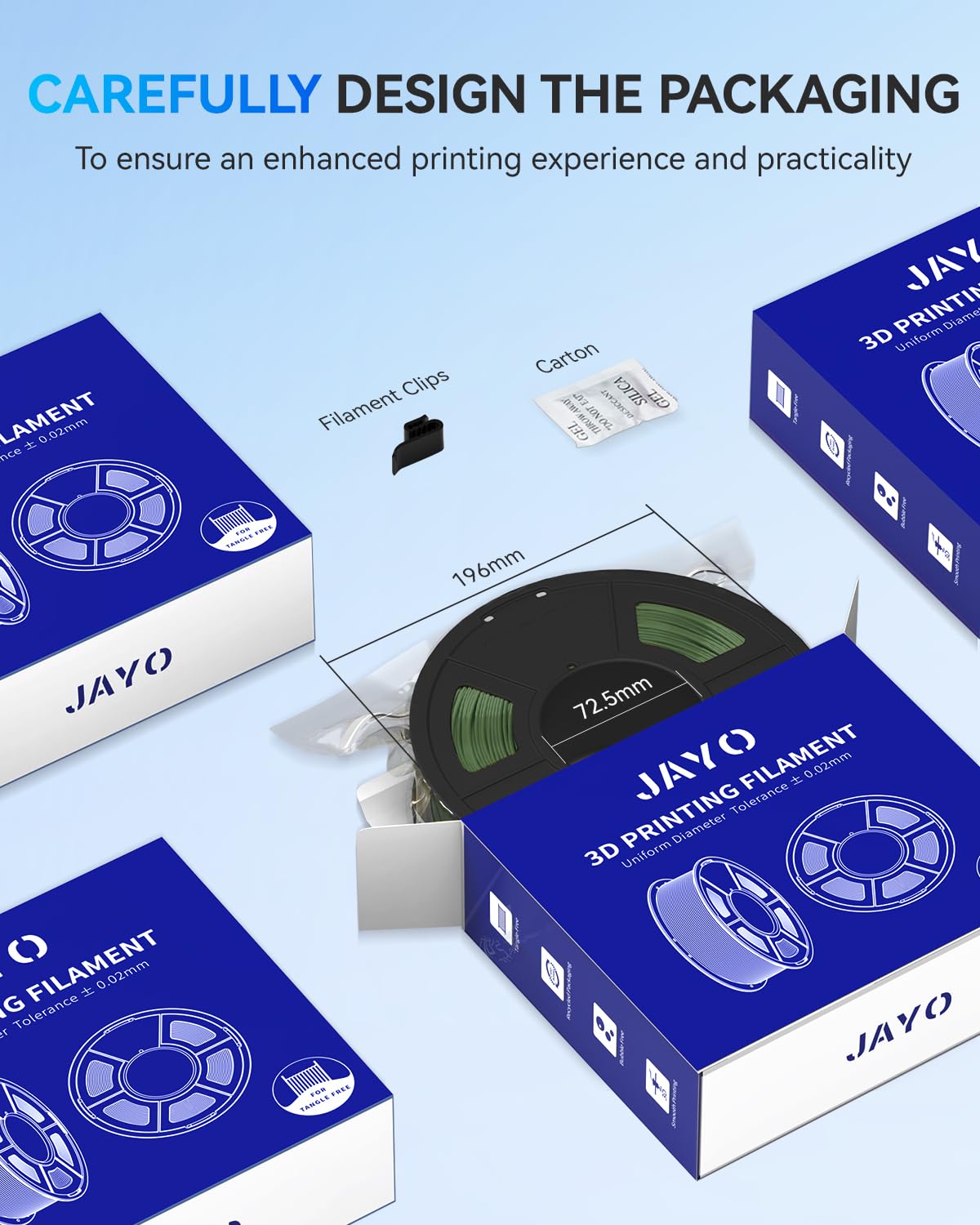 JAYO Mate Rápido PETG 1.75mm Bundle 4.4kg Blanco*4, 50-600mm/s PETG Filamento