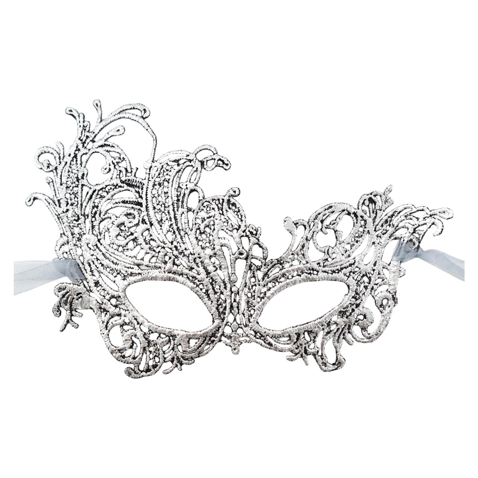 Lace Masquerade Mask For Women Venetian Party Mask Carnival Mask Rave Masquerade Mask Silver Masquerade Mask Carnival Party Dress Up Dress (Grey, One Size)