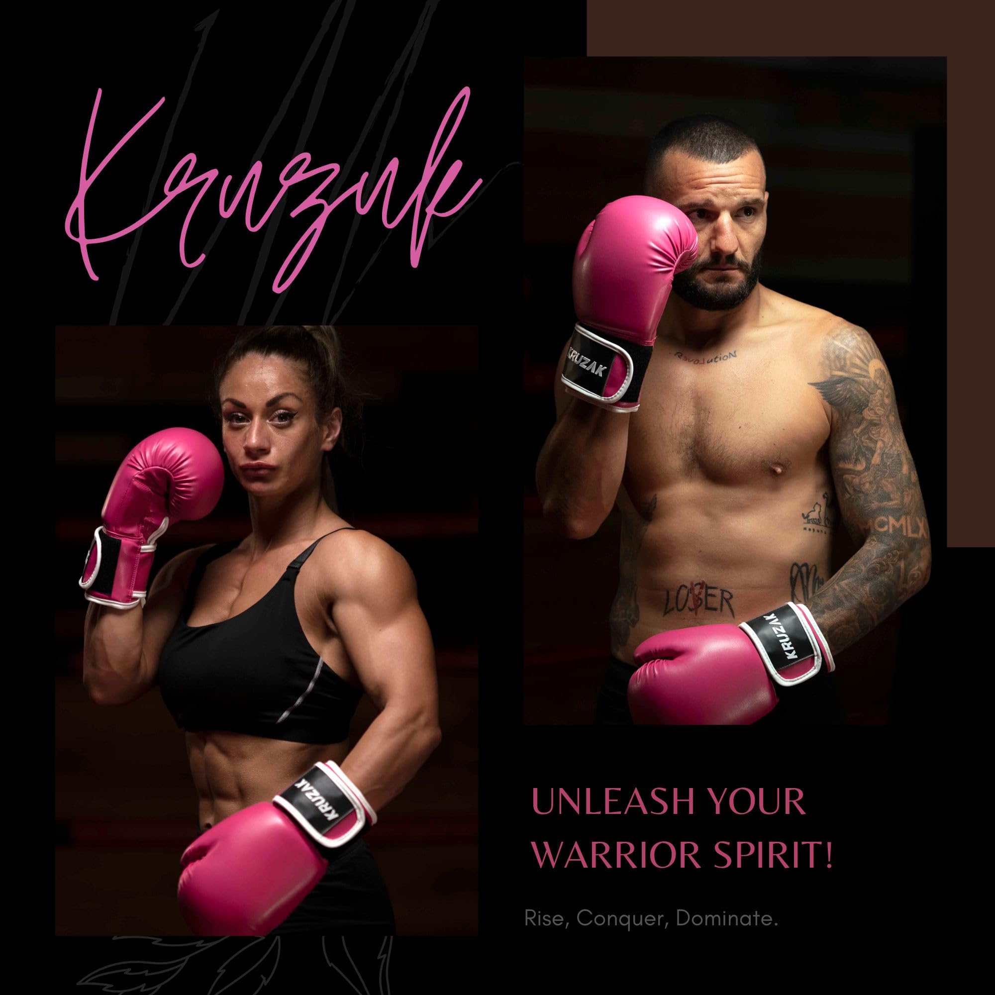 Kruzak - Guantoni da boxe per uomini e donne, guanti da sparring e kickboxing, Muay Thai e MMA, 226,8-453,6 g