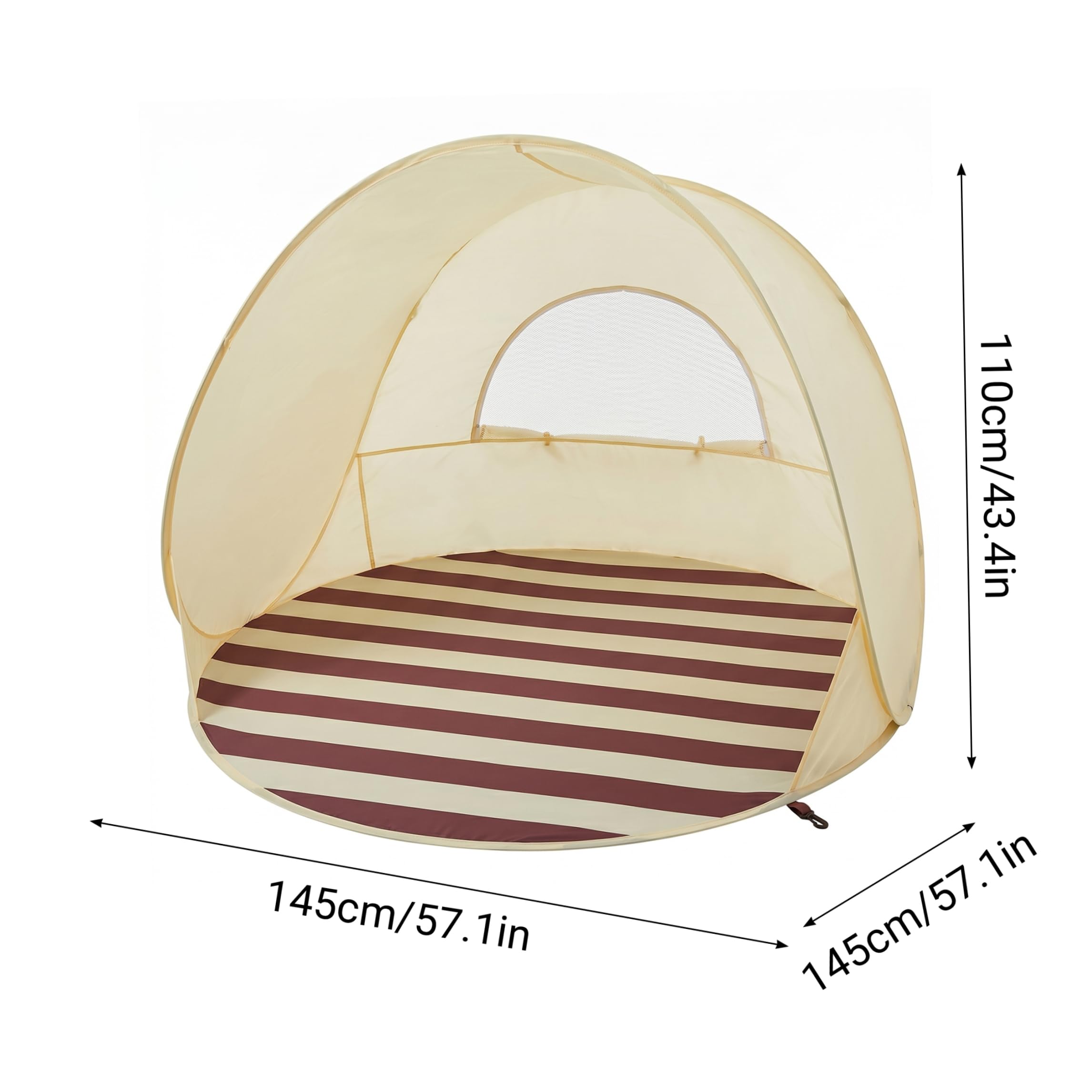 Tente de Plage Anti UV pour bébé, Tente de Plage, Pop-Up instantané Anti UV pour 2-3 Personnes avec Accessoires, Pare-Soleil ventilé et Portable pour l'extérieur, Beige