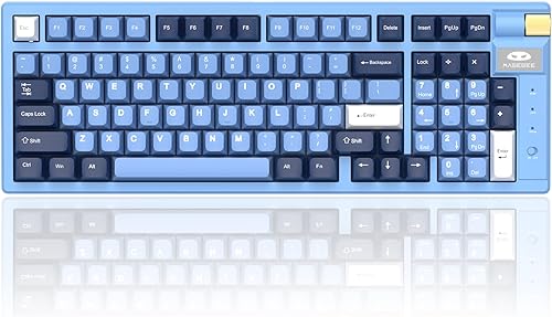 MageGee Teclado mecánico inalámbrico, trimodo de 2.4 GHzBTUSB-C intercambiable en caliente, 98 teclas, teclado para juegos, interruptores de ballena