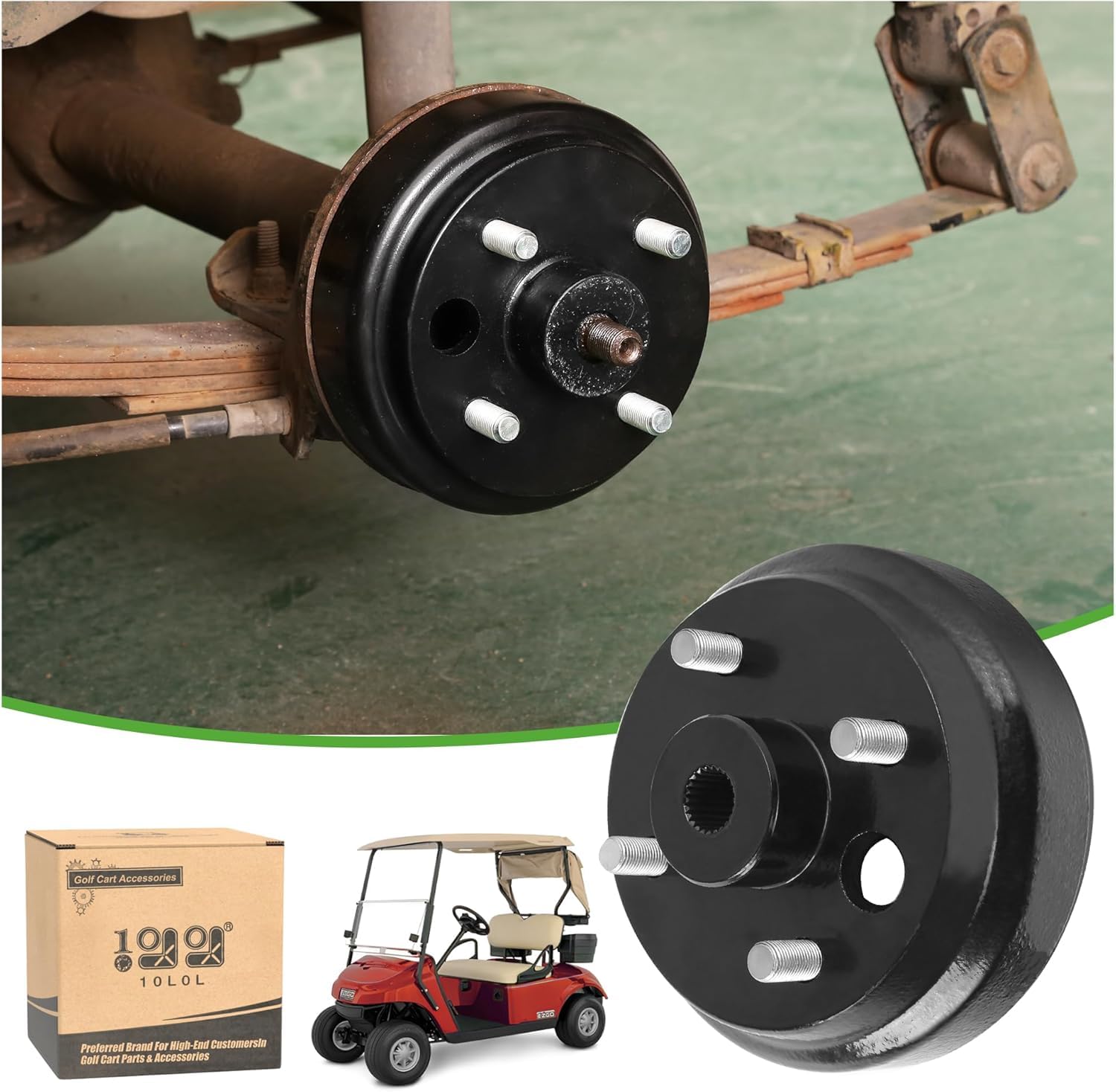 10L0L Moyeu de Tambour de Frein pour Chariot de Golf EZGO TXT PDS 1982 et modèles à partir de 1982 à 1993, remplace la pièce d'origine # 19186G1P