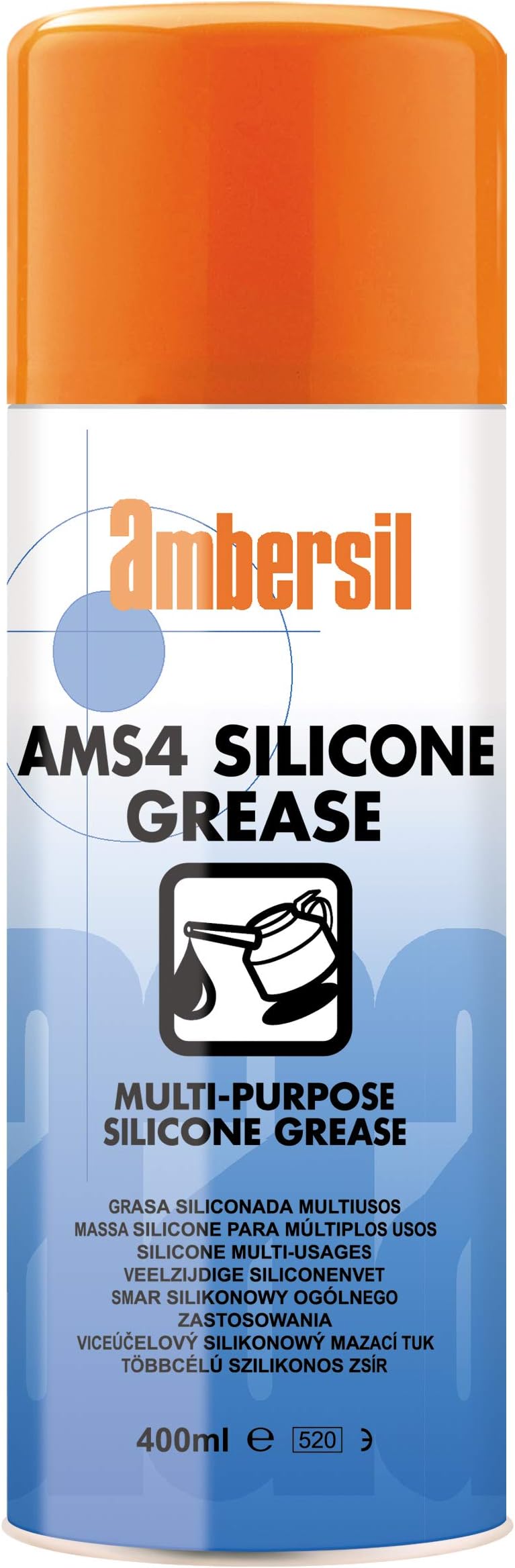 Ambersil Multi-Purpose Silicone Grease 400ml - 400g - Heat Resistant (-50°C to +200°C) - Electronics, Transport, Aviation, Mechanical - Prevent Corrosion