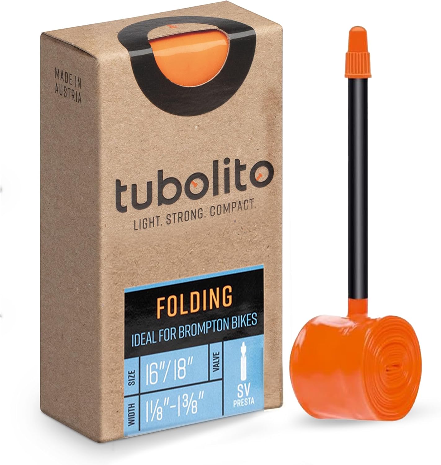 Tubolito Tubo-Foldingbike Lightweight TPU Inner Tube for 16"/18" Folding Bicycles, 40mm/42mm Valve | Fits Tire Width 1 1/8" – 1 3/8" | Ideal for Brompton, Vello, Dahon, and Birdy!