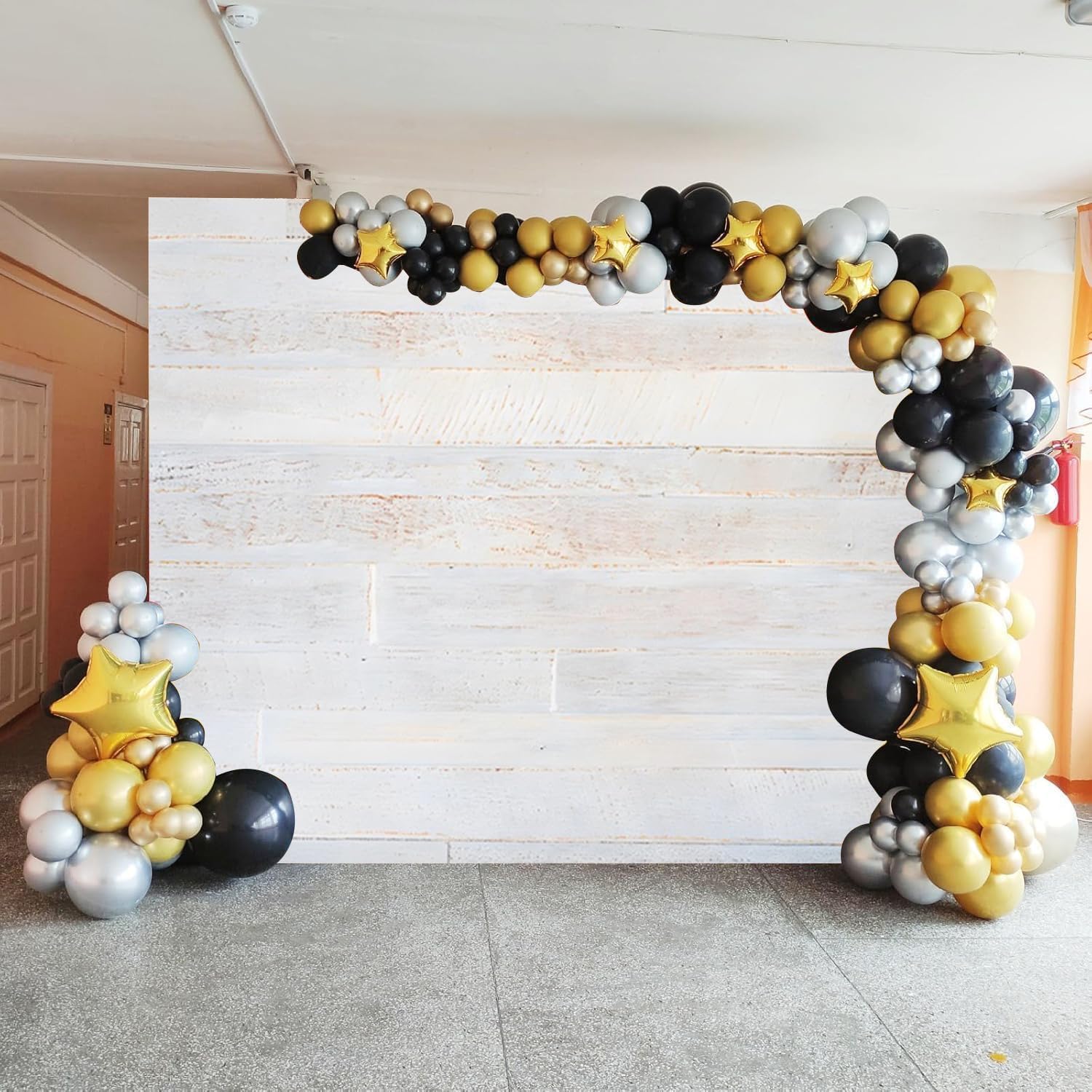 12x10ft White Wood Backdrop for Party Rustic Wooden Backdrop Wall Photography Background Wood Photo Backdrops Baby Shower Birthday Wedding Portrait Photoshoot Studio Photo Booth Props