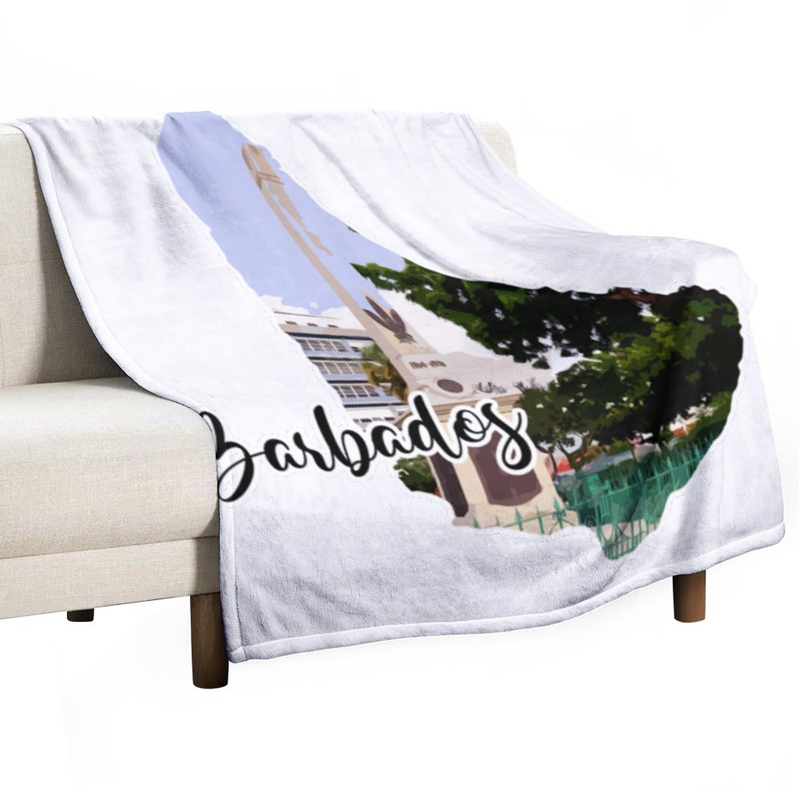 Couverture douce Barbade 127x152 cm jeté de canapé imprimé monument