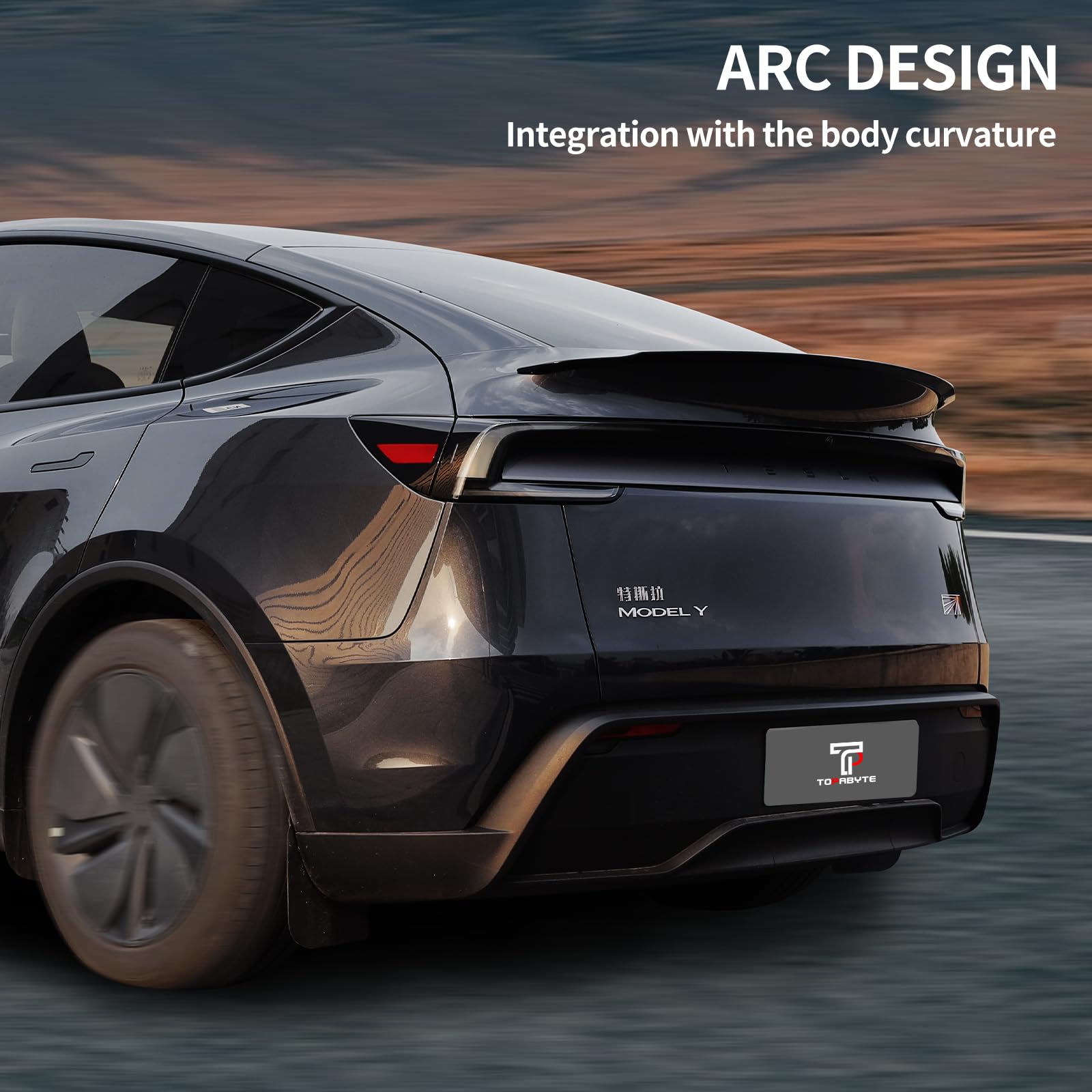 TOPABYTE Aileron pour Tesla Model Y Juniper 2025 2026 Accessoires de la Série Launch Series Original Becquet Arrière Spoiler (Noir Brillant)