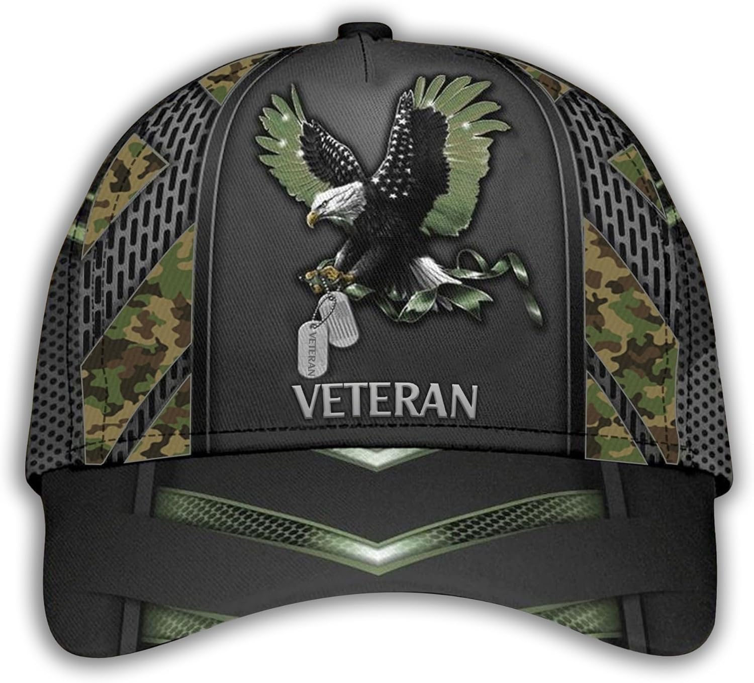 Camo Eagle Veteran Cap, Military Hat for Men, Veteran Day Gifts for Dad Grandpa, Adjustable Strap Back