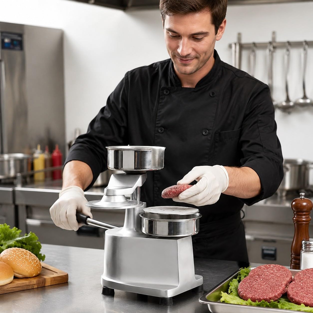 Burger Patty Maker, Pressa Hamburger Commerciale Alluminio Acciaio 304