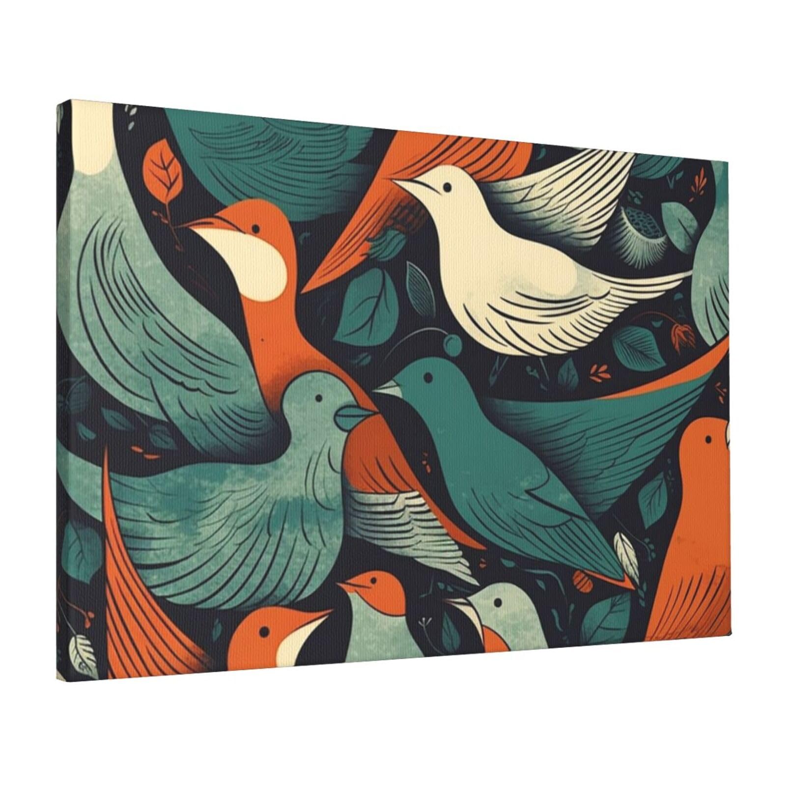 Impression sur toile HD oiseaux déco murale premium 40x61cm - 8