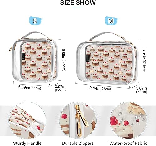 Miniatura 4 de Kawaii Cake Clear Toiletry Bag for Traveling,2 Pack Makeup Cosmetic Bag with Zipper,Travel Bag for Toiletries,Travel Essentials 21214801