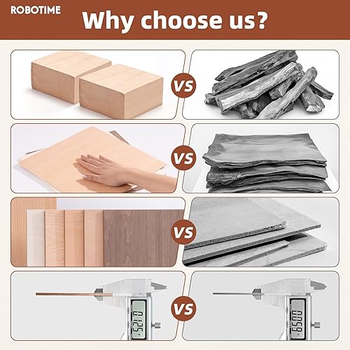 Miniatura 8 de ROBOTIME Madera contrachapada de 0.118 pulgadas para corte láser, 6 hojas de madera contrachapada Bubinga 18, madera para manualidades para