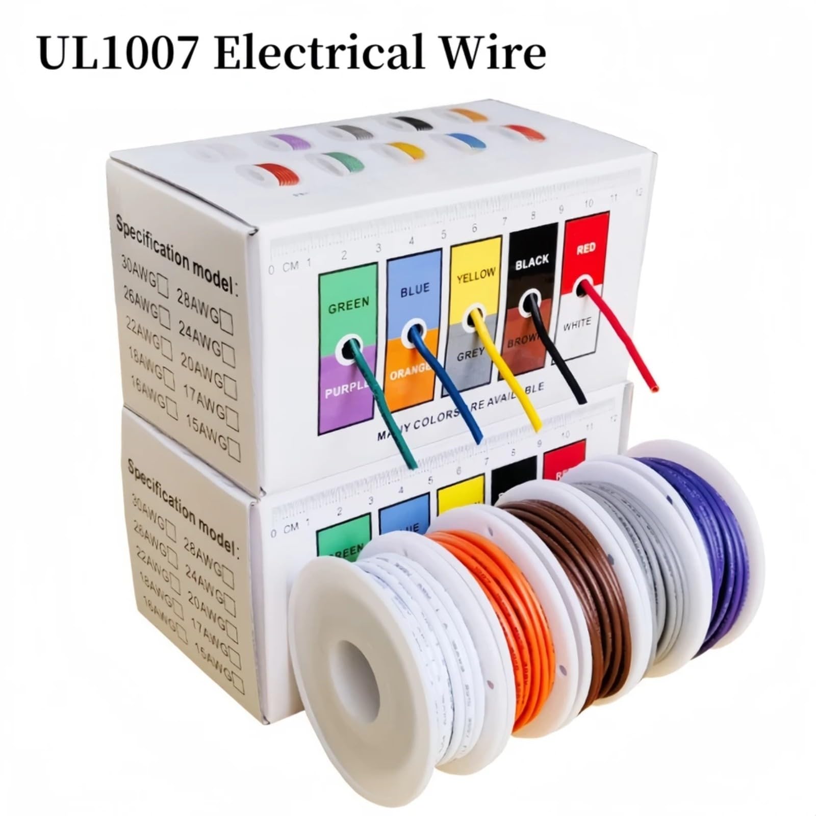 (5 kolorów Mix Kit) UL1007 PVC Cable 16 18 20 22 24 26 28 30AWG (Box 2; 18AWG 5 m x 5 rolek)