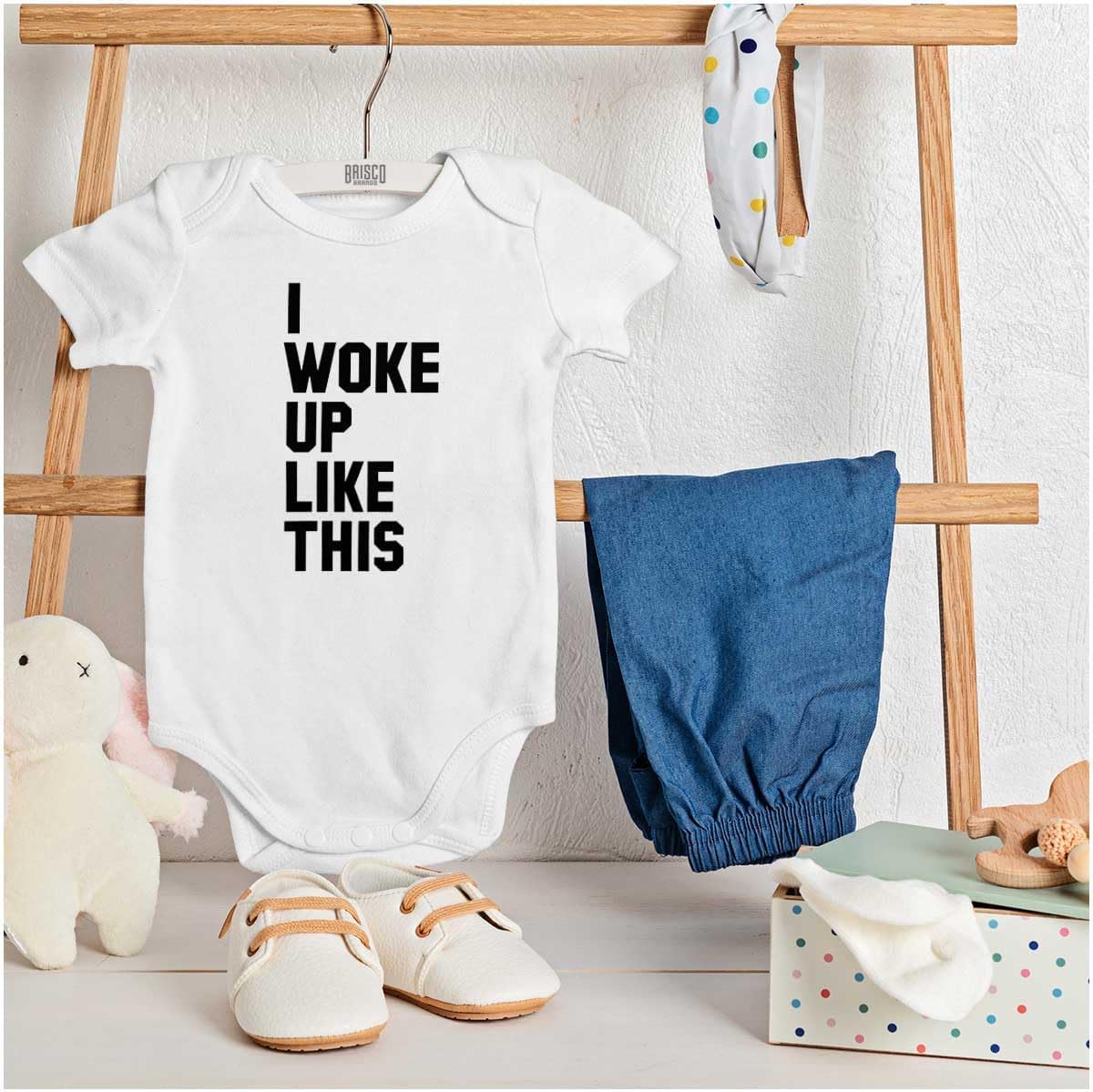 Brisco Brands I Woke Up Like This Sleepy Naptime Baby Romper Boys or Girls