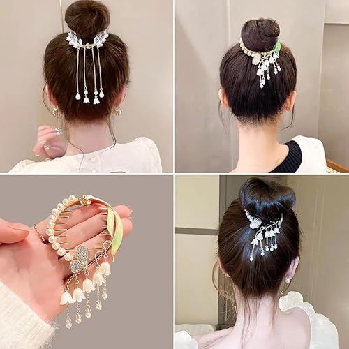 Miniatura 7 de 3 pinzas para el cabello con diamantes de imitación para mujer, pinzas largas de borla para el cabello, accesorios antideslizantes para el cabello,