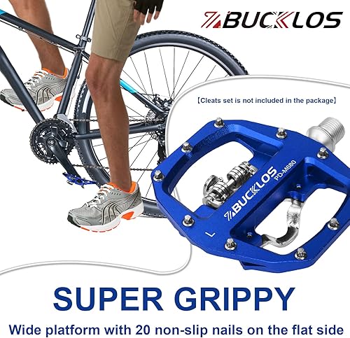 Miniatura 3 de BUCKLOS Pedales de bicicleta de montaña PD-M680 SPD MTB, compatibles con tacos Shimano SPD, 3 rodamientos sellados, doble clip plano sin clip y