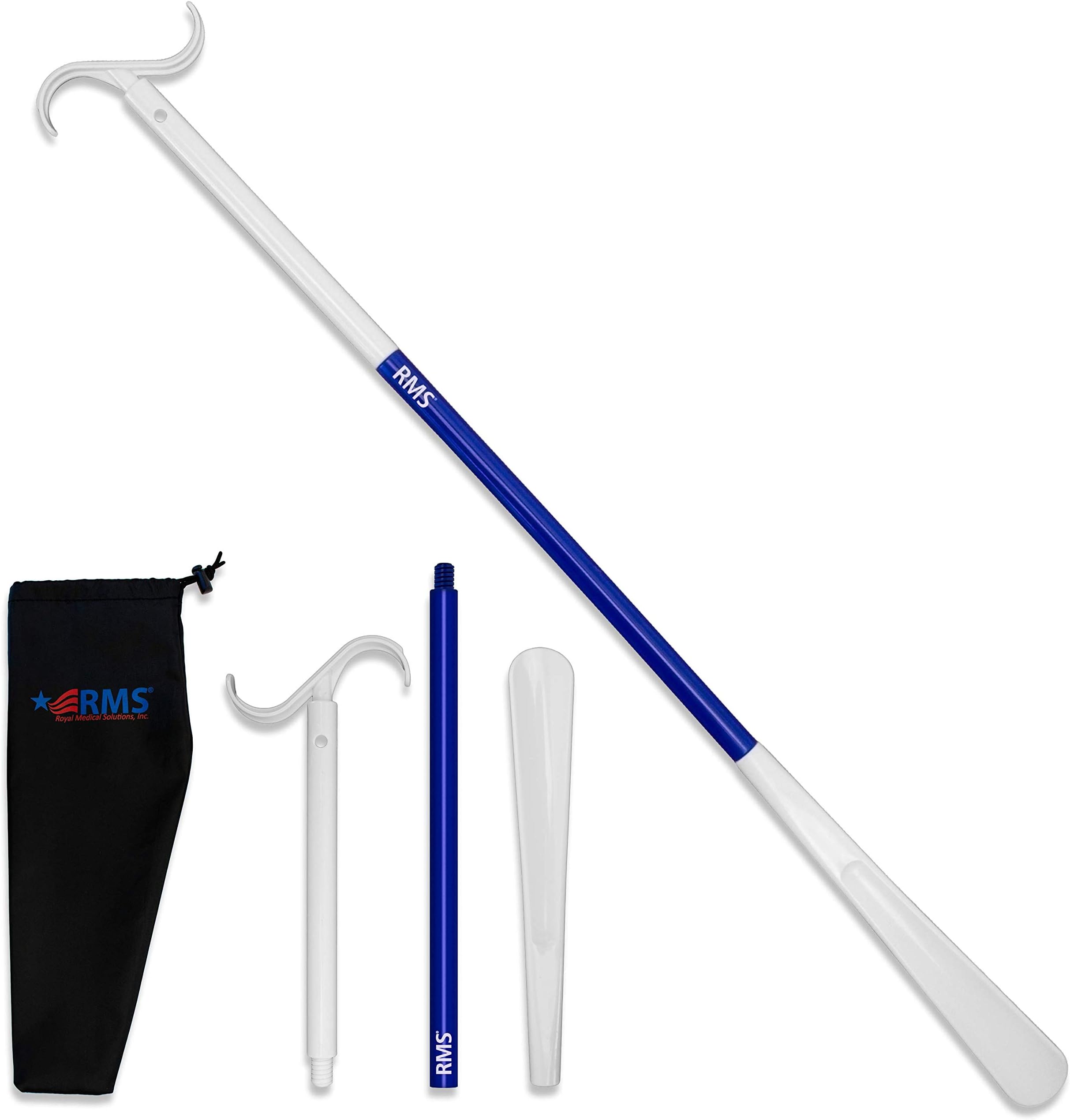 RMS 35.5 Inch Extra Long Shoe Horn Dressing Stick Aid Helper with Travel Bag