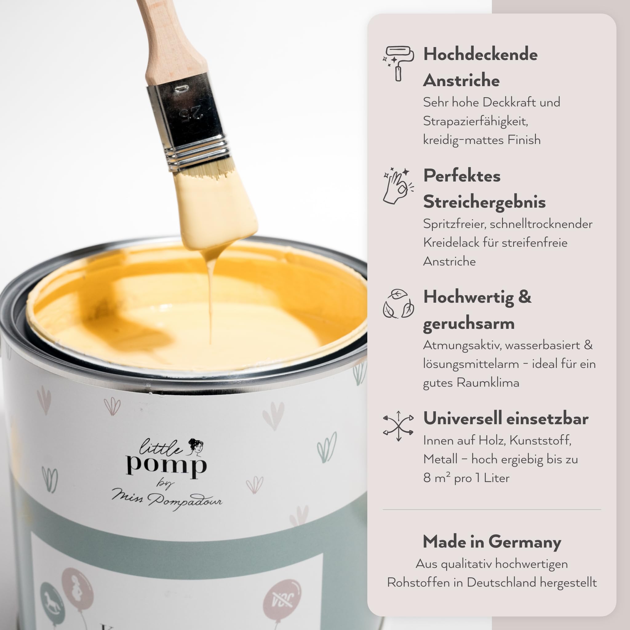 MissPompadour Kreidelack für Möbel Weiß & Treu 750 ml, wasserbasiert