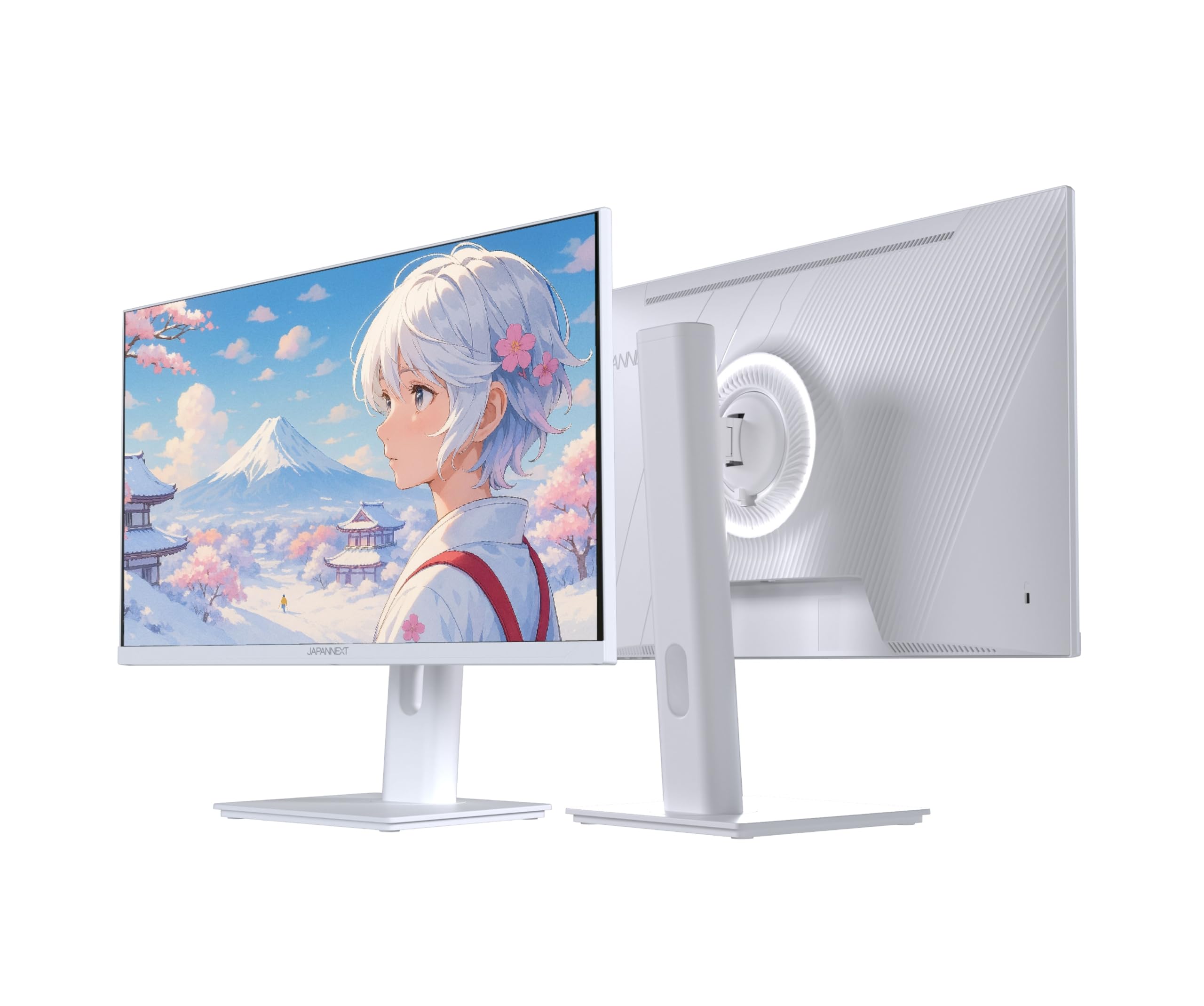 JAPANNEXT Ecran PC Gamer 23.8" IPS 120Hz 0.5ms Blanc | Full HD (1920x1080) | Hauteur & Inclinaison réglable(HSP) Haut-parleurs intégrés G-Sync/FreeSync | JN-IPS238G120F-HSP-W