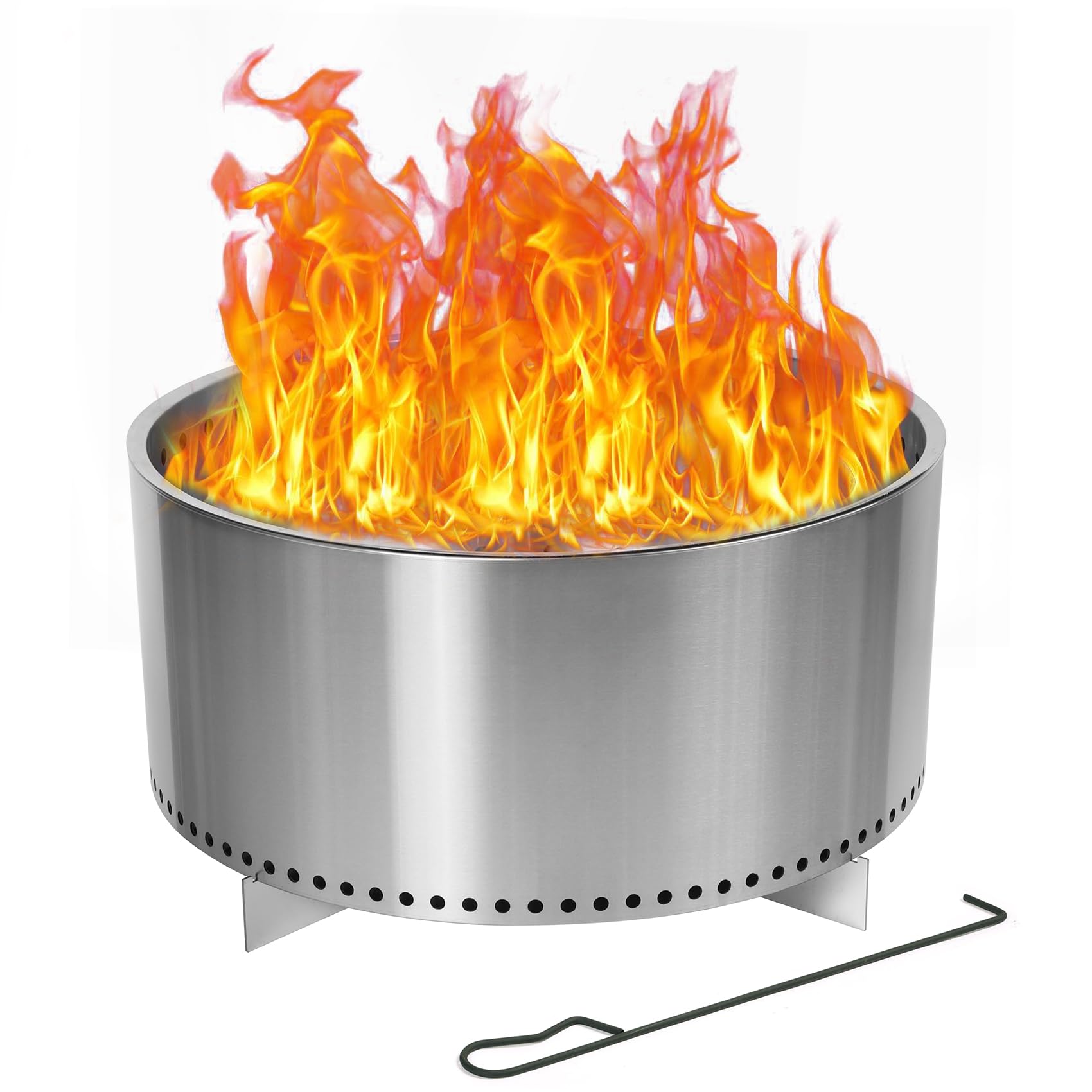 Brasero Exterior sin Humo con Interruptor de Aire, Estufa de leña para Camping con Soporte extraíble y cenicero, fogata portátil para Exteriores, Estufas Individuales Elegantes y prácticas para campi