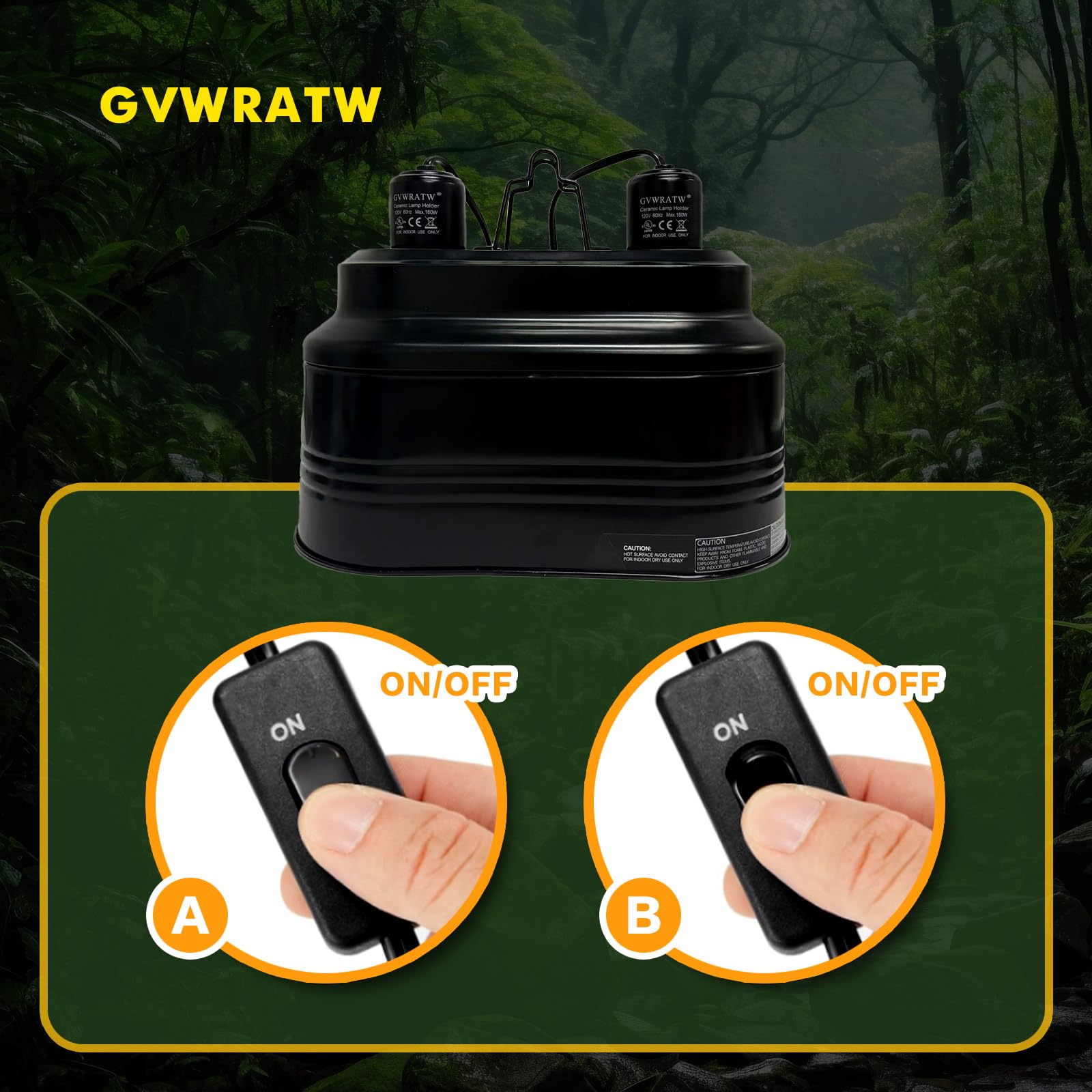 GVWRATW Reptile lamp, Maximum 160W Each Reptile hot lamp Comes with a Separate Switch, Suitable for Lizards, Turtles, Snakes, and Amphibians. - image 6
