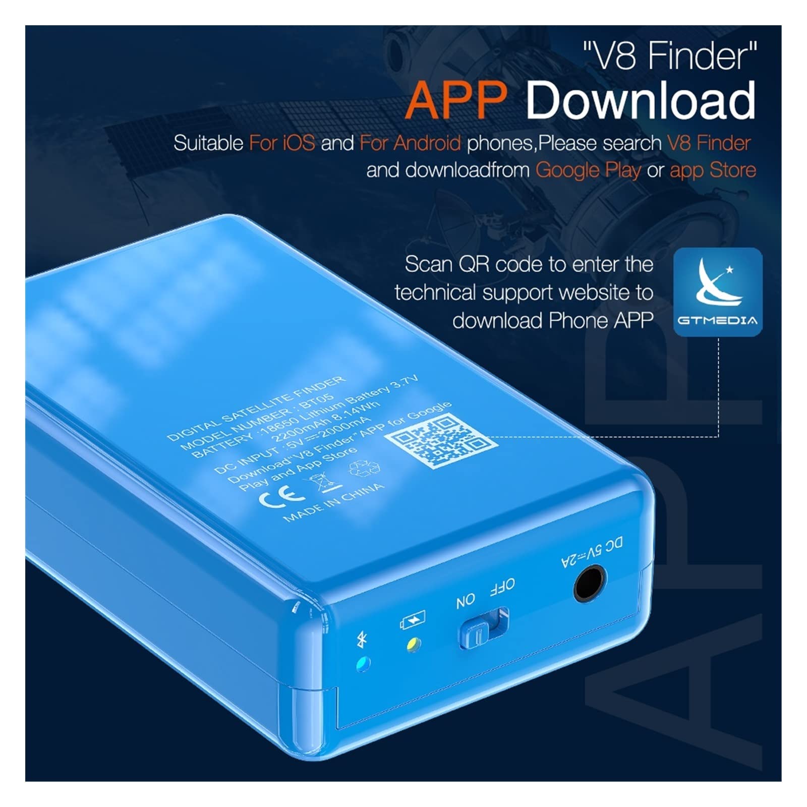 V8 Finder BT05 Satfinder DVB S2 Satellite Decodifica multi standard for digitale HD Decodificatore del ricevitore(V8 Finder BT05)