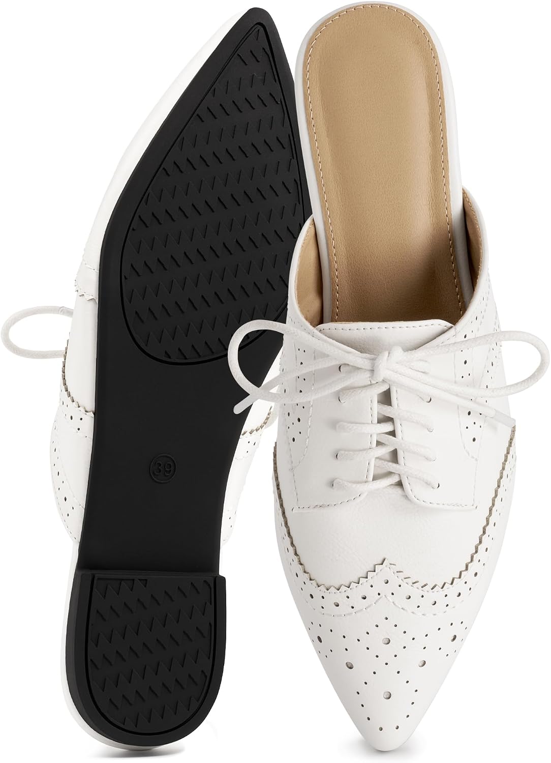 Womens Mules Flats 2026: Comfortable Pointed Toe Shoes Slip On Slingback Loafers with Lace Up for Business Office