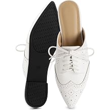 Womens Mules Flats 2026 Comfortable Pointed Toe Shoes Slip On Slingback Loafers with Lace Up for Business Office