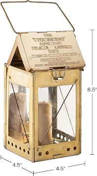 Kings County Tools Candle Lamp - Vintage Style Folding Brass Camping Lantern with Hanging Handle - Collapsible Portable Lamp for Emergency Candles or Home Survival Gear Emergency Kit