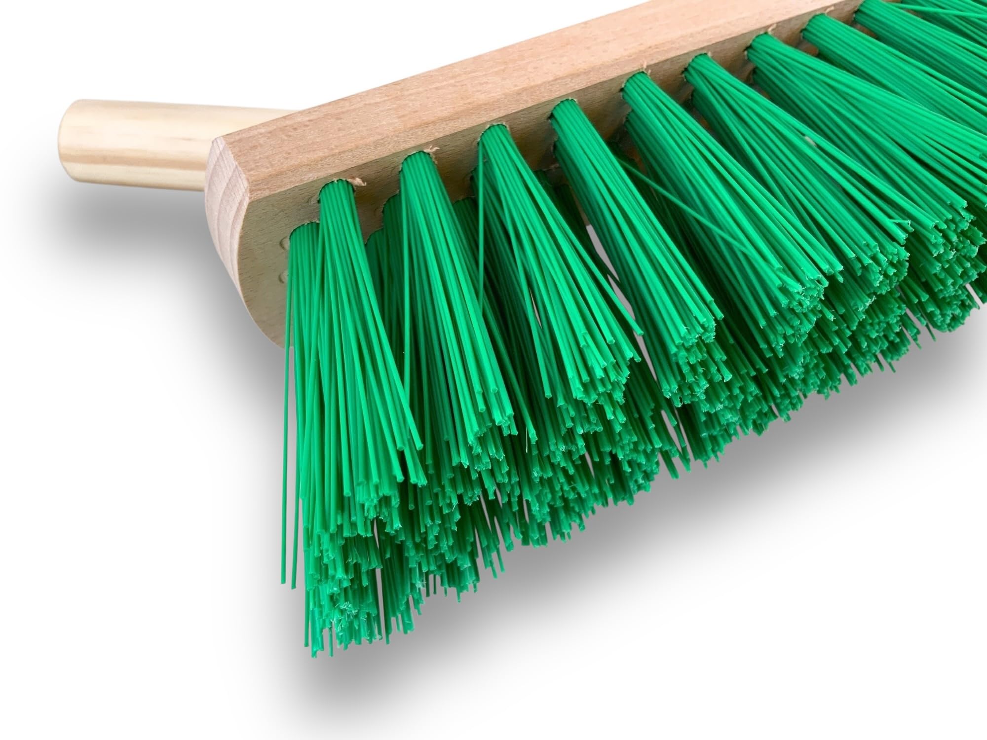 Balai de Jardinage 60 cm Manche Bois 1,40 m Fibre PVC Verte Résistante Sortie 70 mm Kibros VC218M