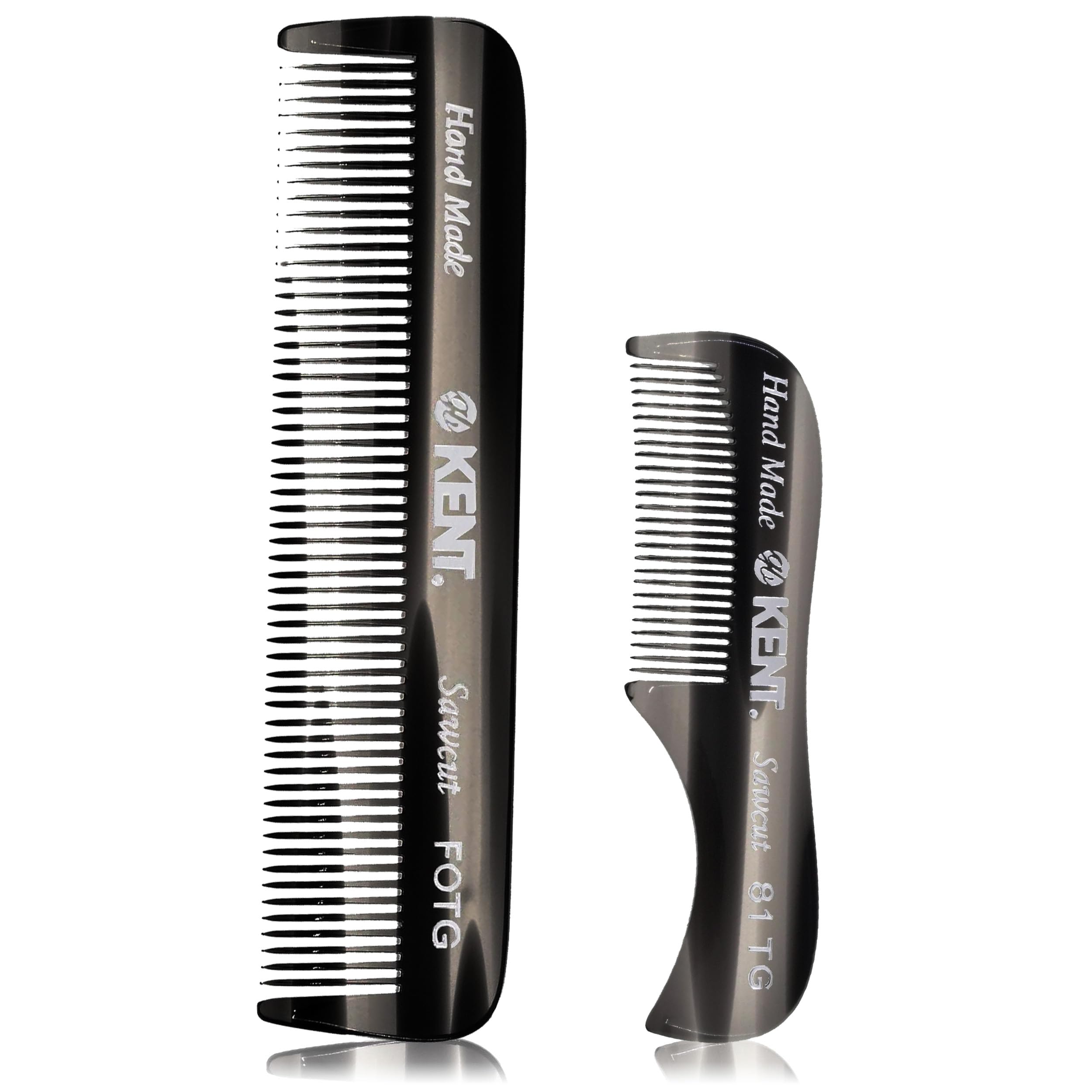 Kent 81T FOT Black Graphite Beard Pocket Comb Set for Men - Beard Kit for Travel and Home, Mustache Comb for Men, Mini Comb Beard Combs for Mens