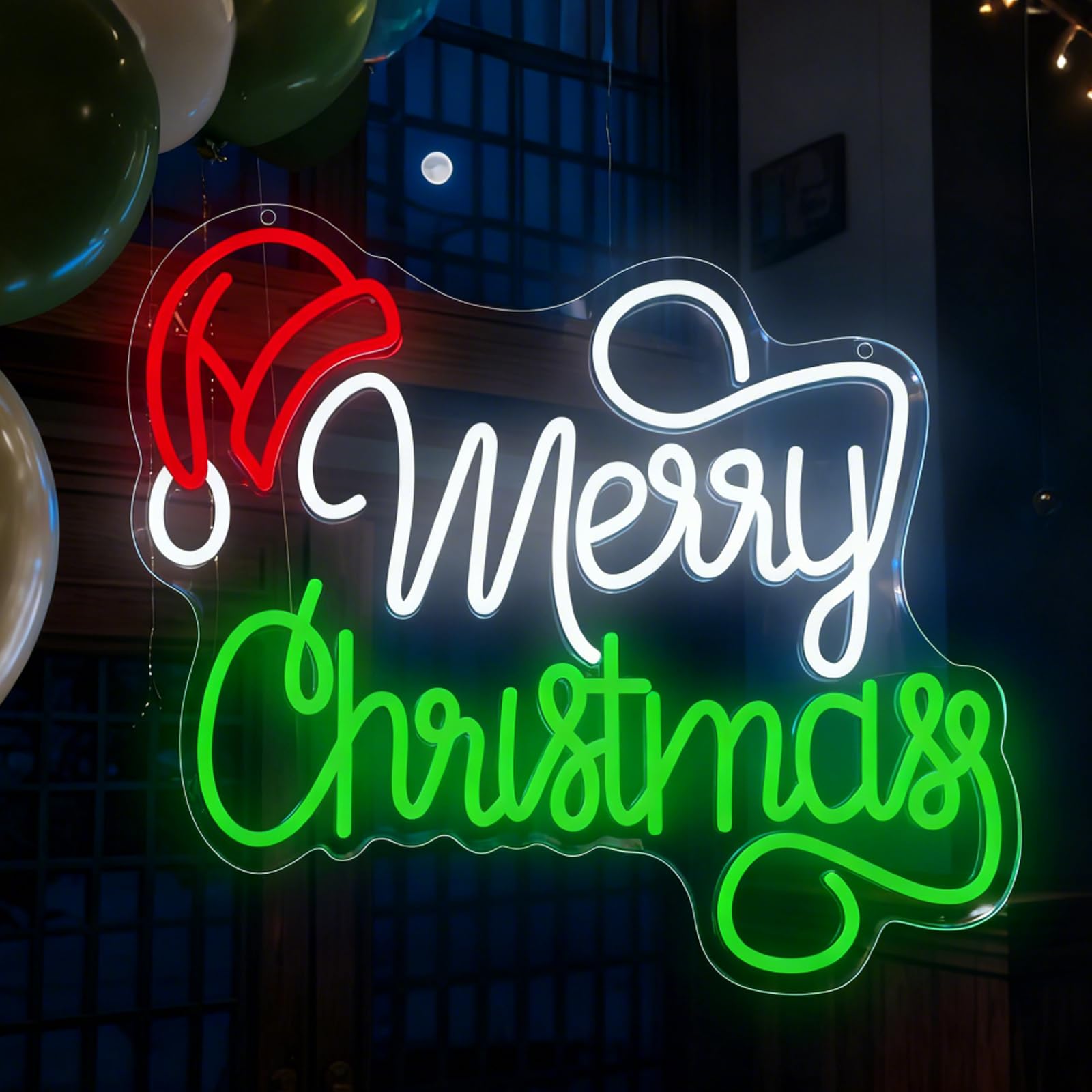 Merry Christmas Neon Sign Merry Xmas Neon Sign Neon Lights Signs LED Dimmable Light Up Sign with USB Powered Neon Signs For Wall Xmas Party Bar Home Decor Family Kids Living Room 16.14”X10.23” — image 1