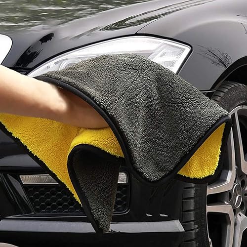 Miniatura 6 de Paños de limpieza, cuidado del automóvil, paño de secado de limpieza, pulido de cera, toalla de lavado de muebles de cocina, amarillo + gris