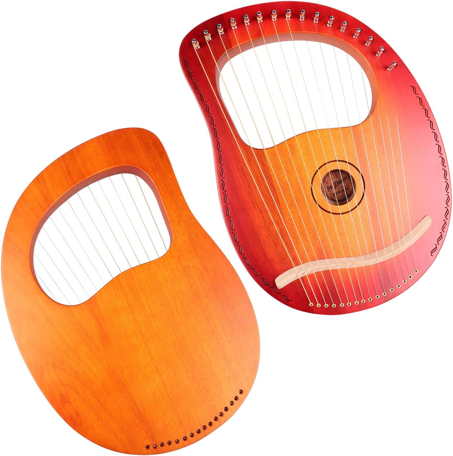 Mr.Power Lyre Harp Ancient Greece Style 16 Metal Strings Lyre with Tuning Wrench Extra String Set and Gig Bag (16 String, Sunburst)